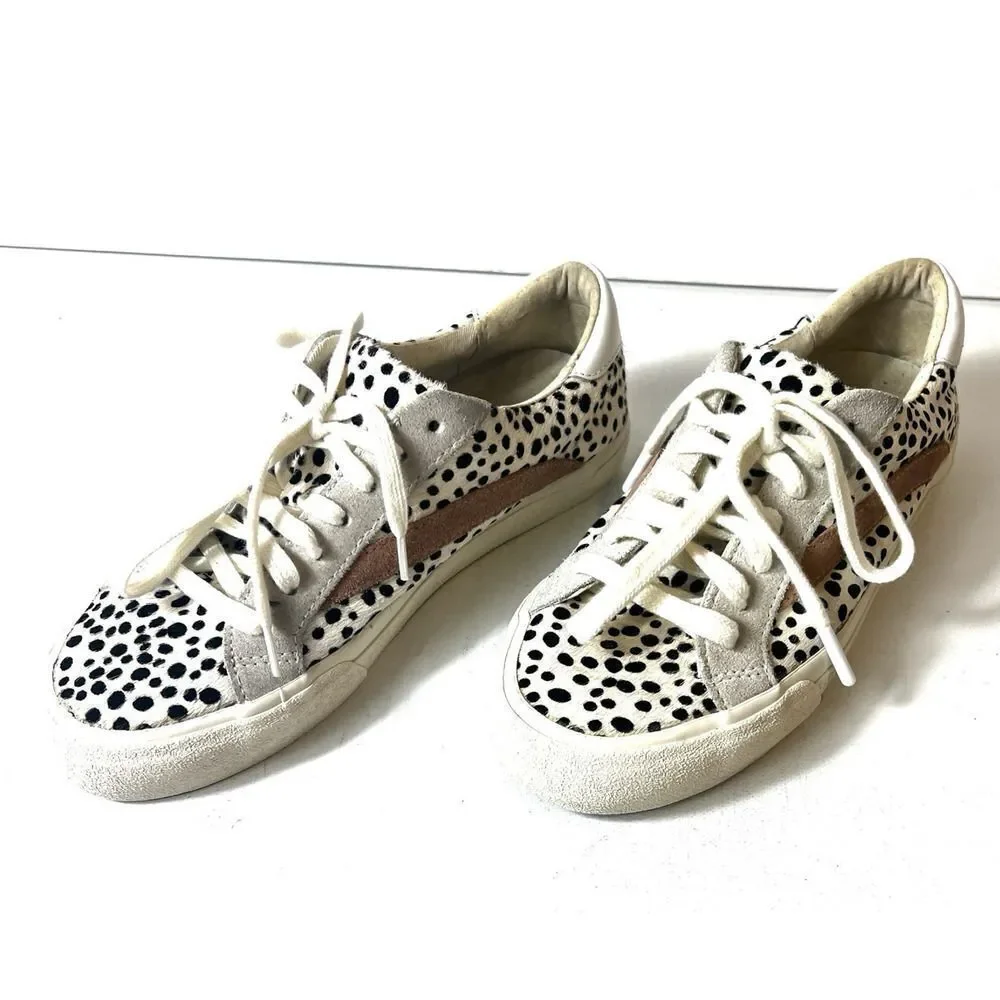 Madewell Women Sz 6.5M Low Top Lace Up Sneaker Real fur-dyed calf hair Dalmatian